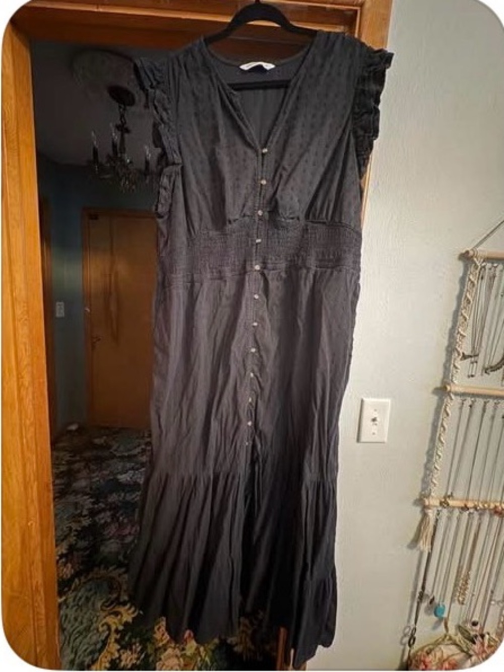 Black Button-Front Maxi Dress